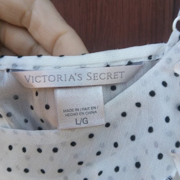 VICTORIAS SECRET | Sheer Babydoll Swiss Dot Ruffle Slip Dress Nightie Coquette L - Picture 11 of 13